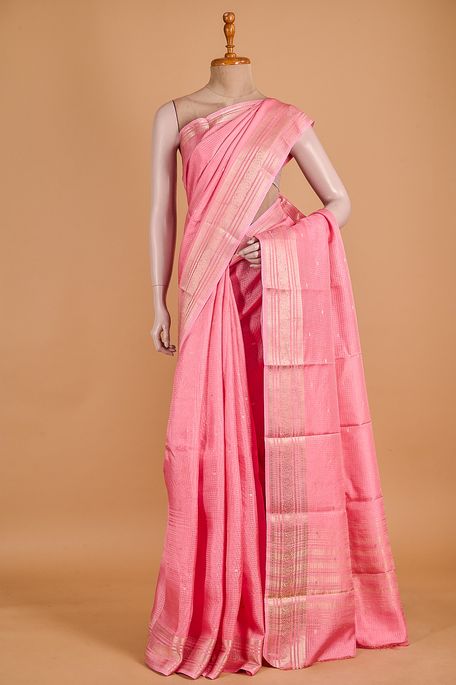 dupion pink saree with blouse
