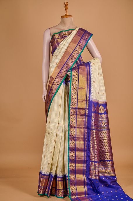 Gadwal silk light beige saree with blouse