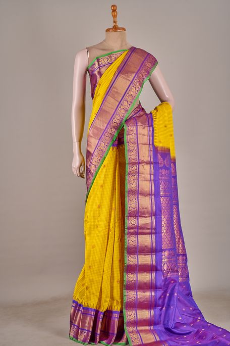 Gadwal silk mustard saree with blouse