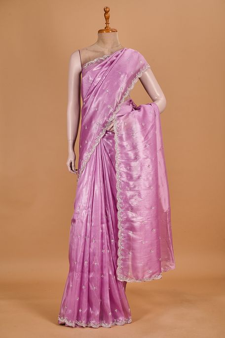organza tissue lavender purple saree with blouse
