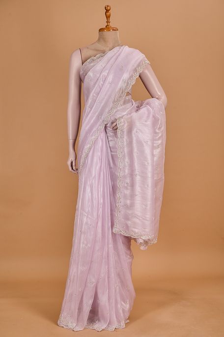 organza tissue blush purple voilet saree with blouse
