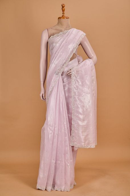 organza tissue blush purple voilet saree with blouse
