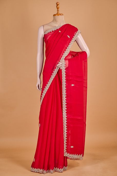 glass tissue maroon saree with blouse