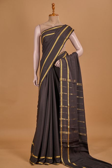 Mysore crepe black saree with blouse
