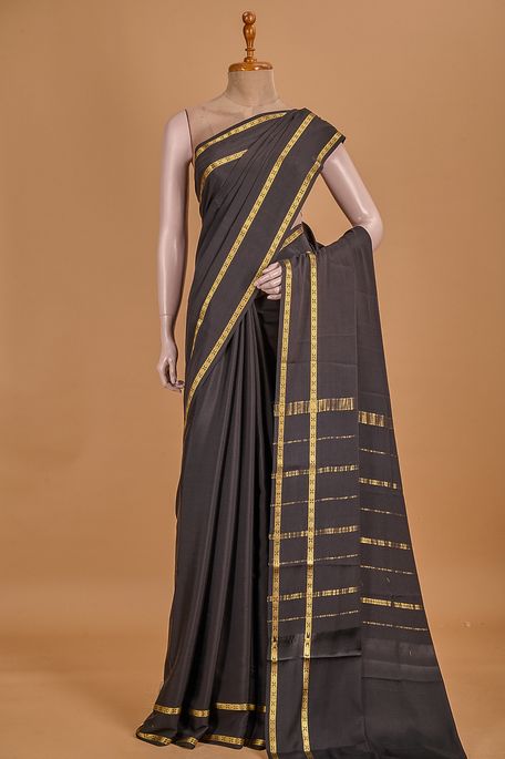 Mysore crepe black saree with blouse