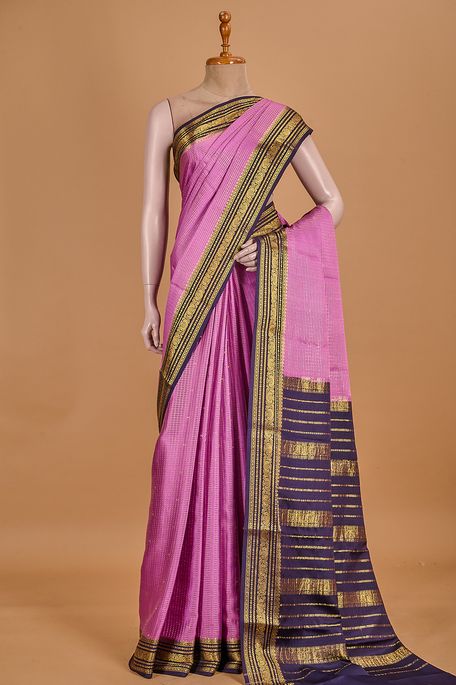 Mysore crepe lavender purple saree with blouse