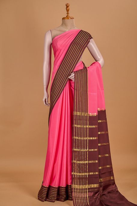 Mysore crepe pink saree with blouse