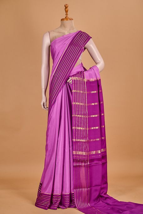 Mysore crepe lavender purple saree with blouse