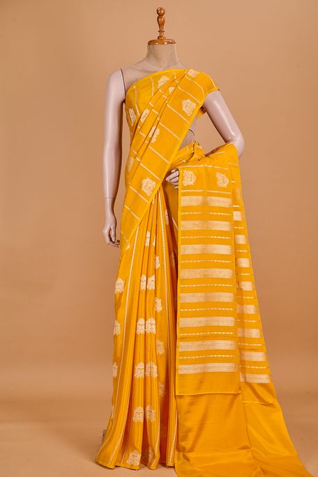 Mysore crepe dusty orange saree with blouse