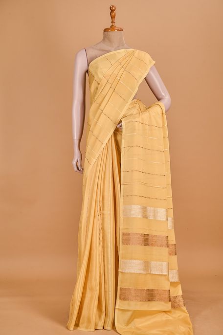 Mysore crepe natural beige tussar saree with blouse