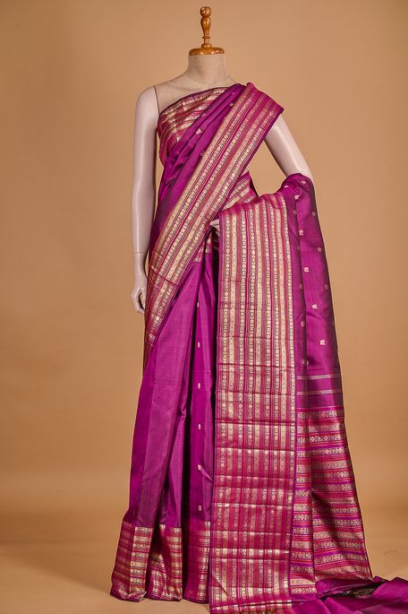 Kanchipuram silk purple violet saree with blouse
