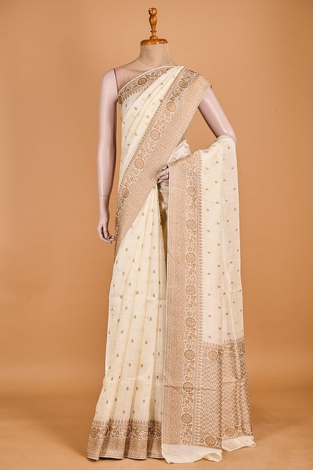 tussar light beige saree with blouse