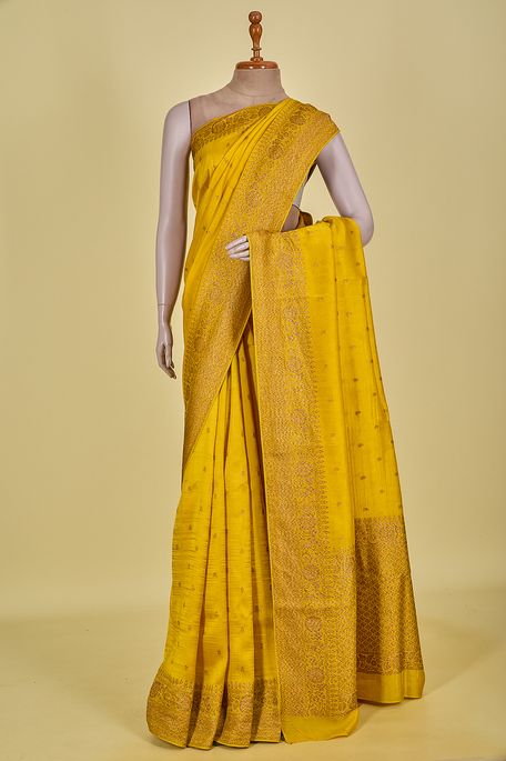 tussar dark mustard saree with blouse