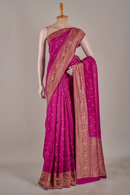 tussar magenta pink saree with blouse