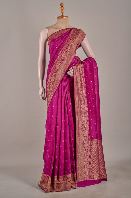 tussar magenta pink saree with blouse