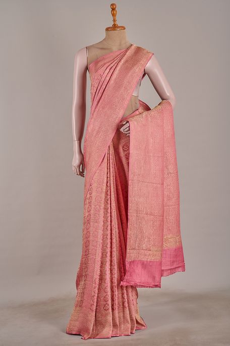 Mysore crepe light lavender pink saree with blouse