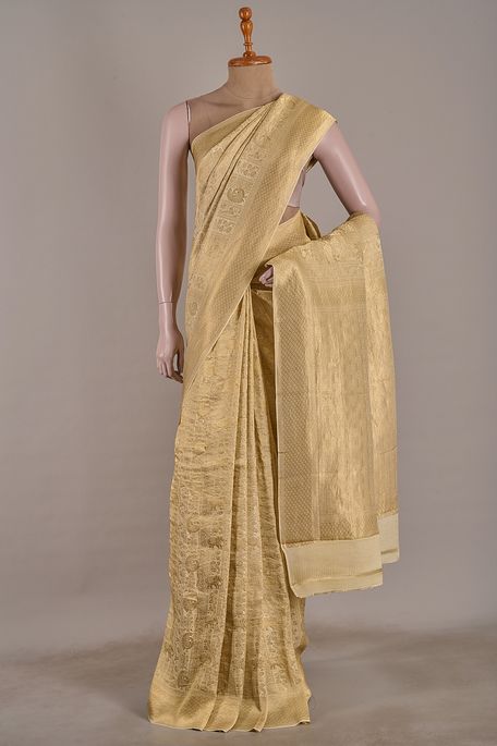 Mysore crepe light beige saree with blouse
