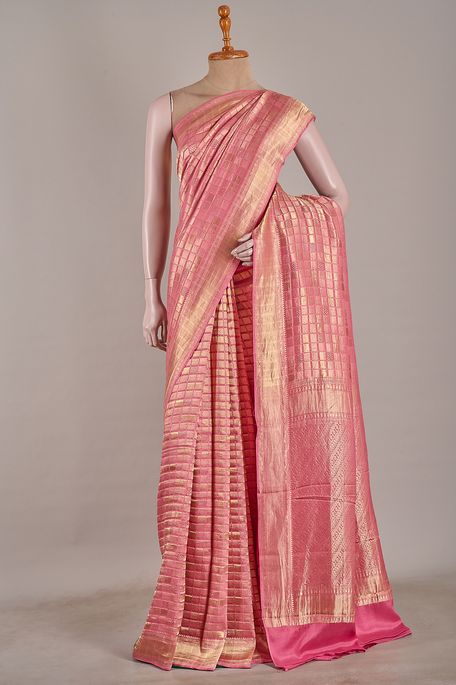 Mysore crepe old rose pink saree with blouse