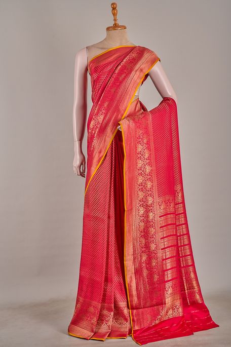 Mysore crepe blood red saree with blouse