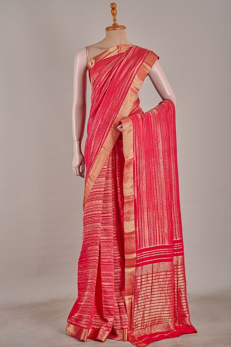 Mysore crepe dark fuschia pink saree with blouse