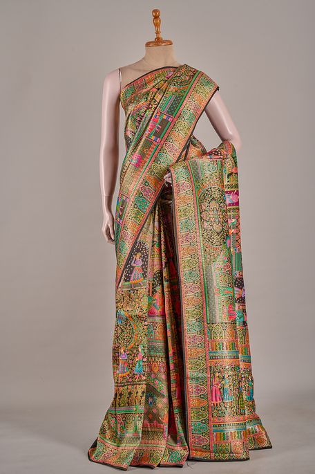 dupion black saree with blouse