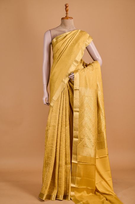 Mysore crepe dry olive green saree with blouse