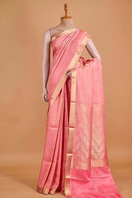 Mysore crepe persian rose pink saree with blouse