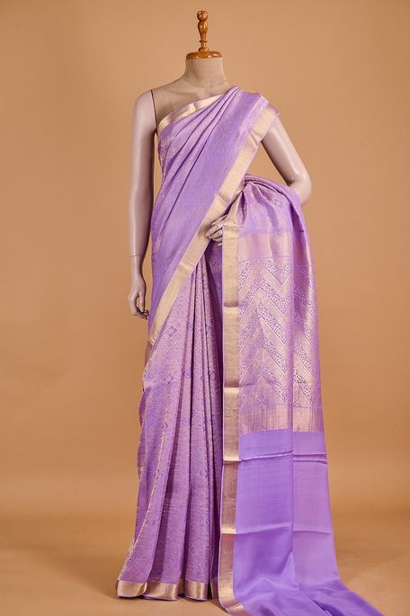 Mysore crepe lavender purple saree with blouse