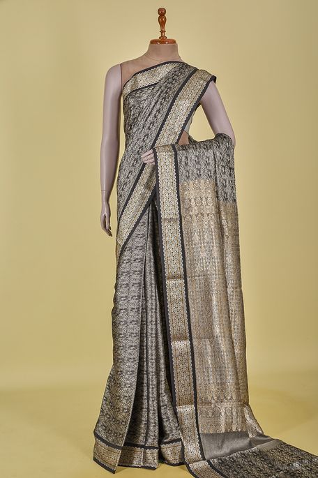 Mysore crepe tissue black saree with blouse