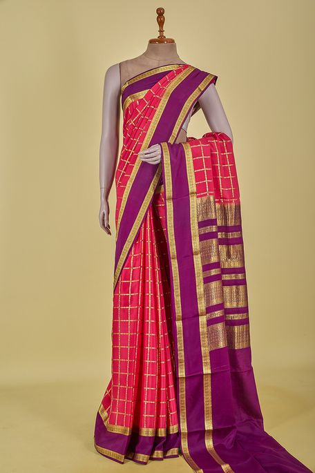 Mysore crepe pink saree with blouse