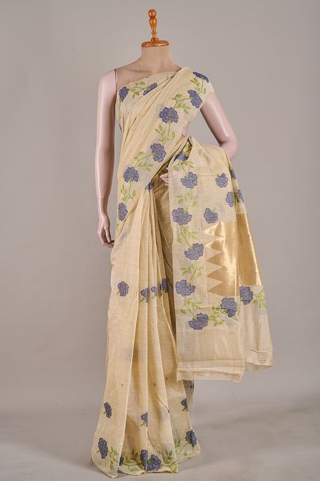 cotton light beige saree with blouse