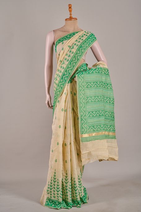 cotton light beige saree with blouse