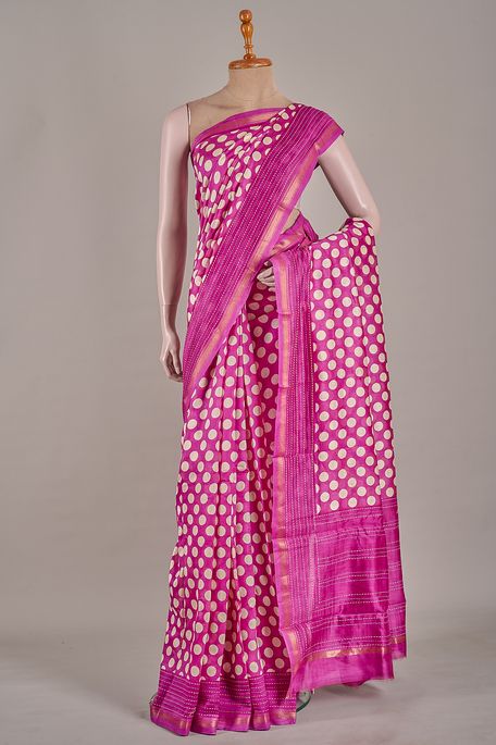 cotton magenta pink saree with blouse