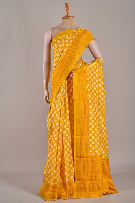 cotton golden yellow saree with blouse