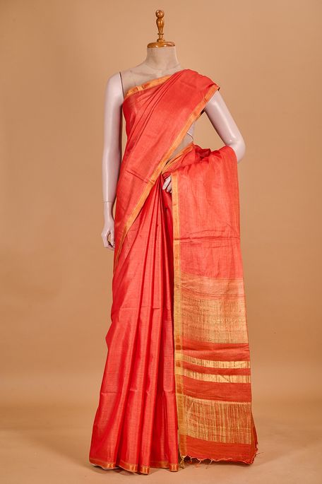 tissue tussar blood red saree with blouse