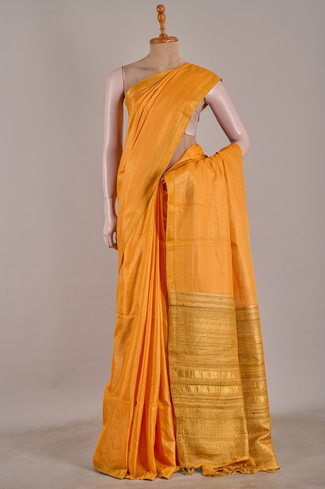 tissue tussar light saffron orange saree with blouse