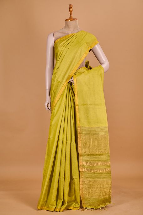 tissue tussar fig green saree with blouse
