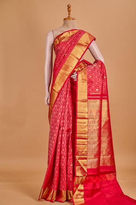 Kanchipuram silk blood red saree with blouse