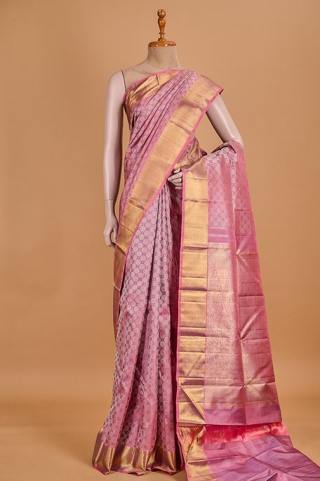 Kanchipuram silk burgundy mauve saree with blouse