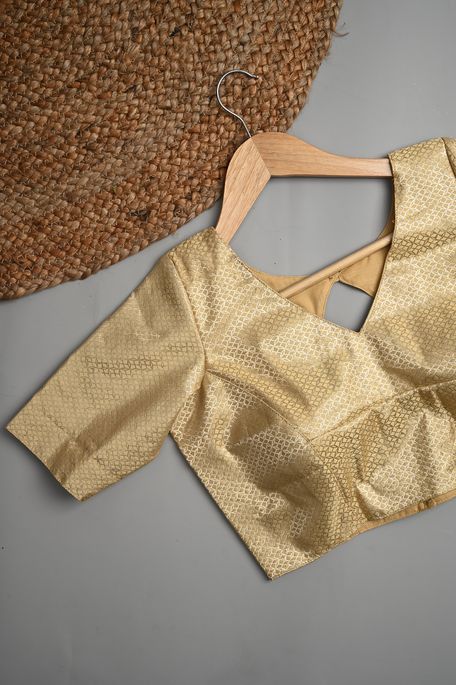 silk natural beige tussar blouse ready to wear