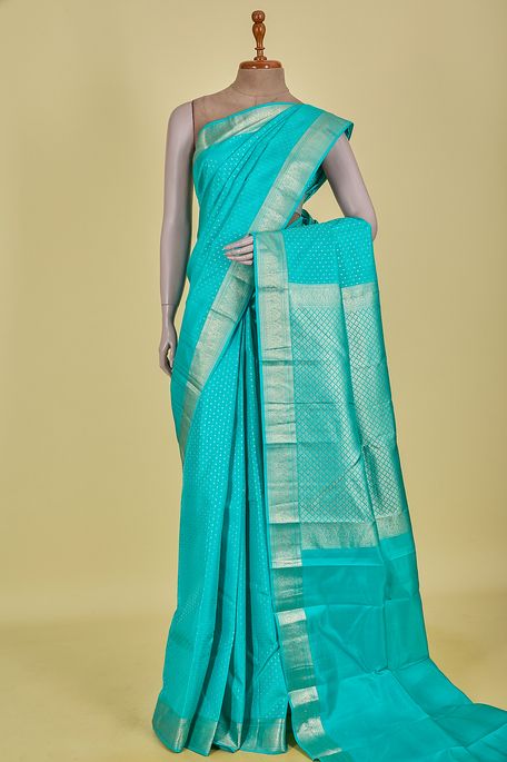 silk light persian sea green saree with blouse