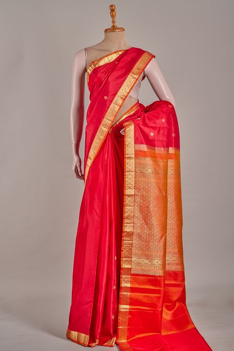 silk dark red saree with blouse
