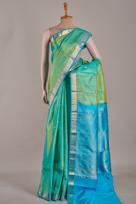 silk light persian sea green saree with blouse