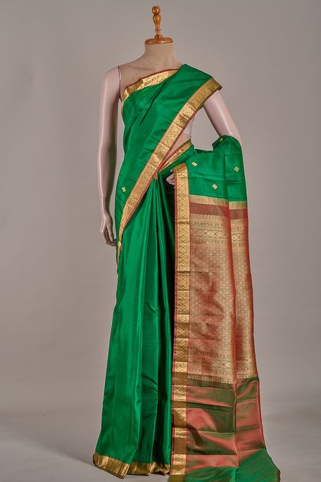 silk dark olive green saree with blouse