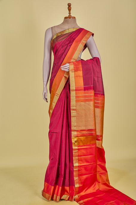 silk dark magenta pink saree with blouse
