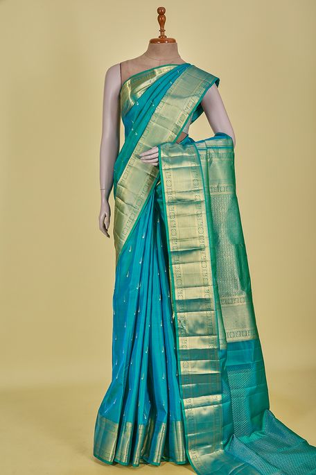 silk light persian sea green saree with blouse