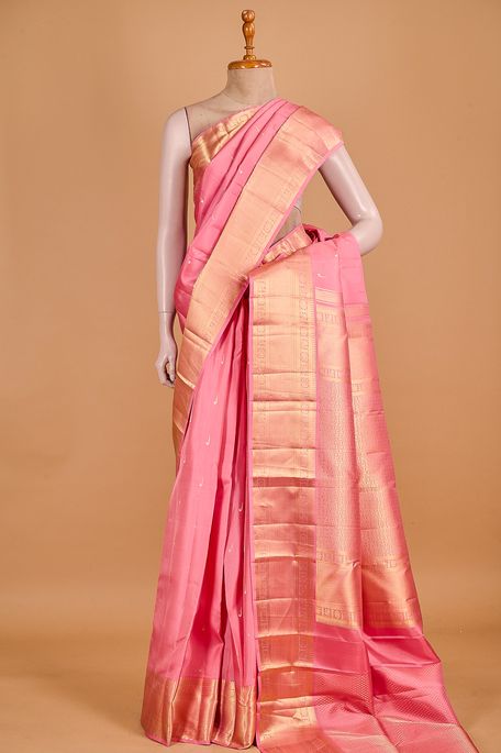 silk persian rose pink saree with blouse