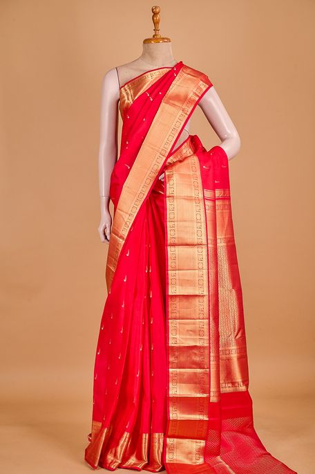 silk blood red saree with blouse