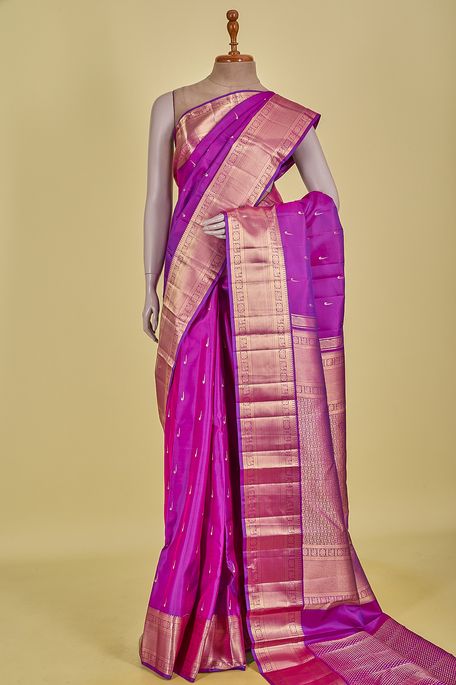 silk purple violet saree with blouse