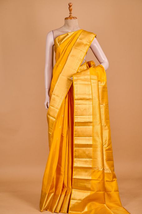 silk golden yellow saree with blouse